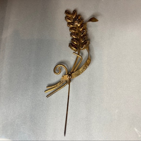 Vintage Coro Sterling Vermeil Wheat Brooch with Citrine Glass - Picture 10 of 13